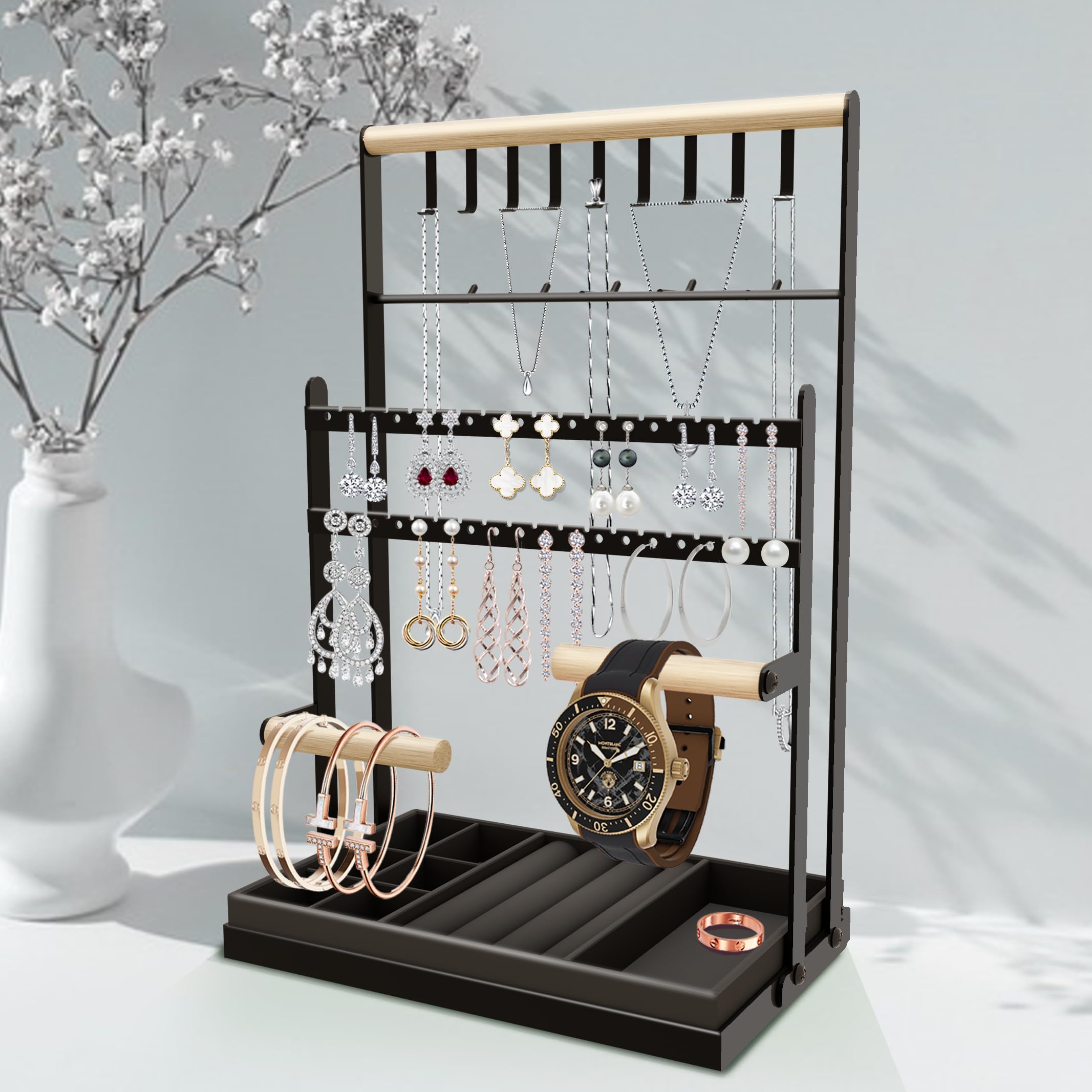 présentoir à bijoux porte-chaîne en bois