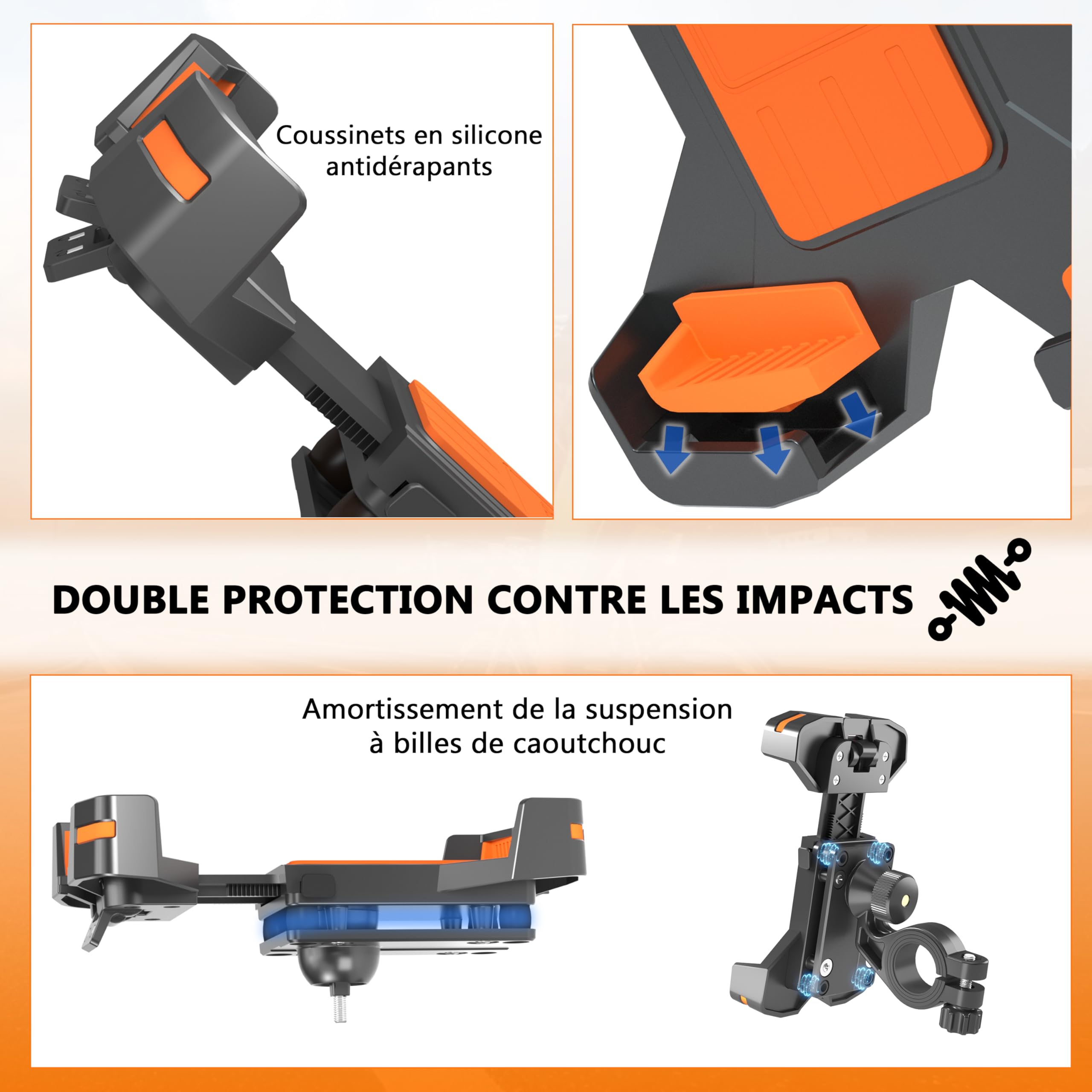 Support Téléphone BRCOVAN Anti-vibrations – Verrouillage 1s, Base Ronde Alu, Pour Voiture Bateau