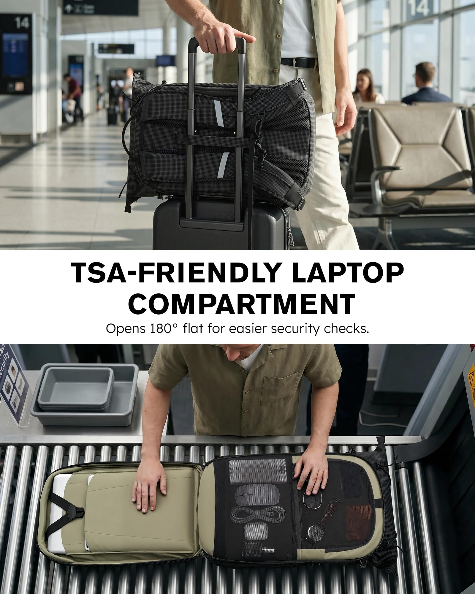 Tolaccea Rolltop Rucksack 32L Reiserucksack Handgepäck Rucksack für 16 zoll | Erweiterbar 32-40L | Leichtes Ripstop-Nylon | 180°-Laptopfach bis 16" mit EVA-Schutz | YKK-Reißverschluss | Magnetverschluss