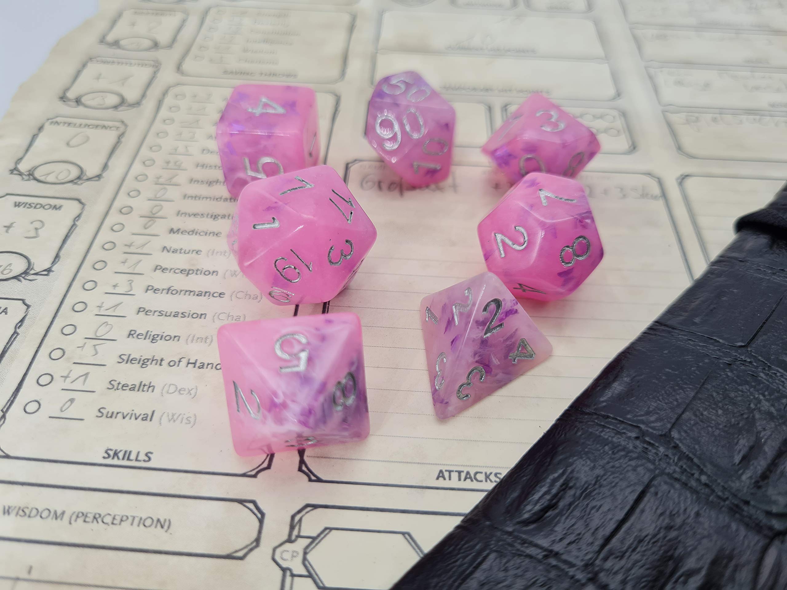 Produktbild von World Of Dice - Glaswürfel Firestorm - 7-TLG. Pen And Paper Würfelset