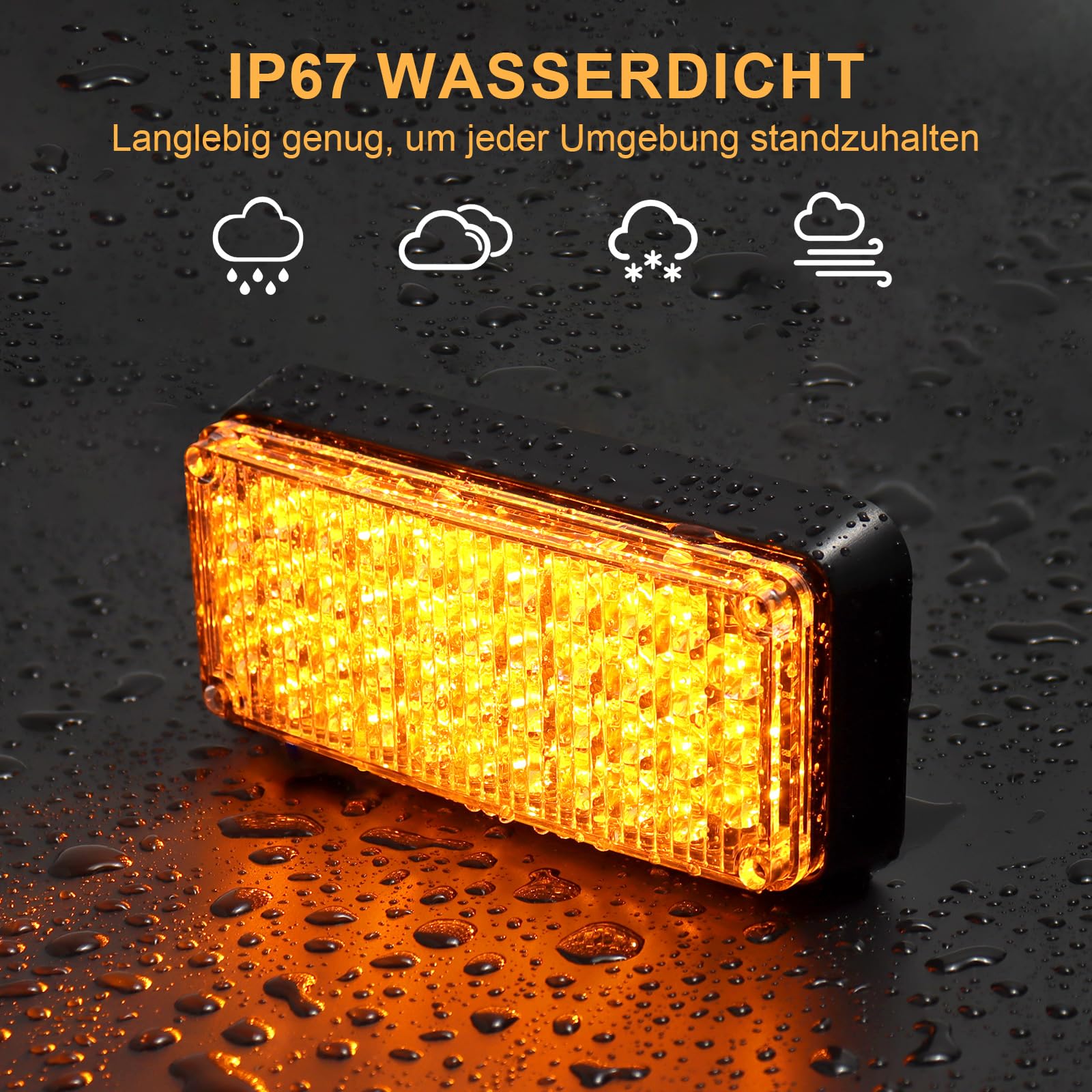 Dinfu LED Warnleuchte akku mit Fernsteuerung, 12V gelbes blinklicht auto magnet kabellose 5 Modes wiederaufladbare tragbare led blitzer mit Ladekabel für Auto Pkw Truck Traktor KFZ LKW