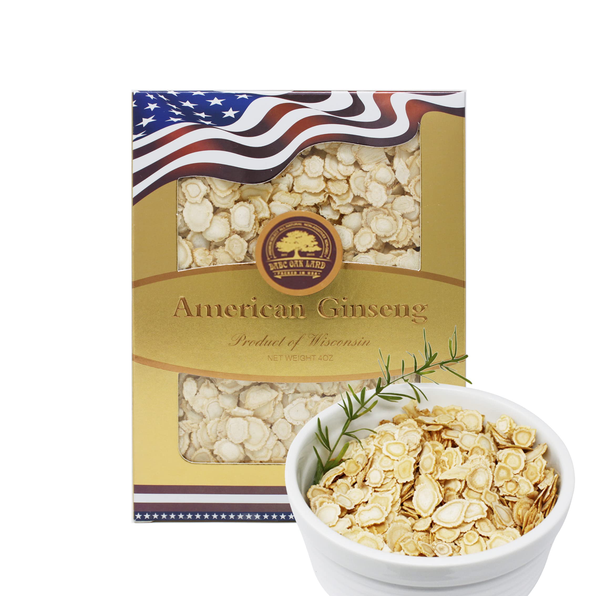 DOL American Ginseng Slice 4oz/Box from Wisconsin 花旗参片/西洋参片 （Sliced Ginseng Root）113g/Box