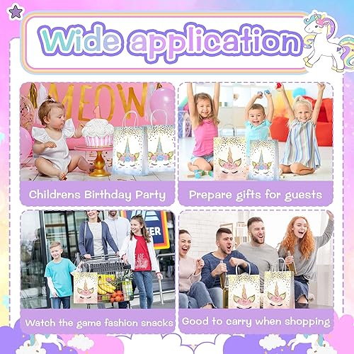 Miniatura 5 de 16 bolsas de regalo de fiesta de unicornio bolsas de regalo de unicornio bolsas de dulces reutilizables de unicornio con asa para suministros de