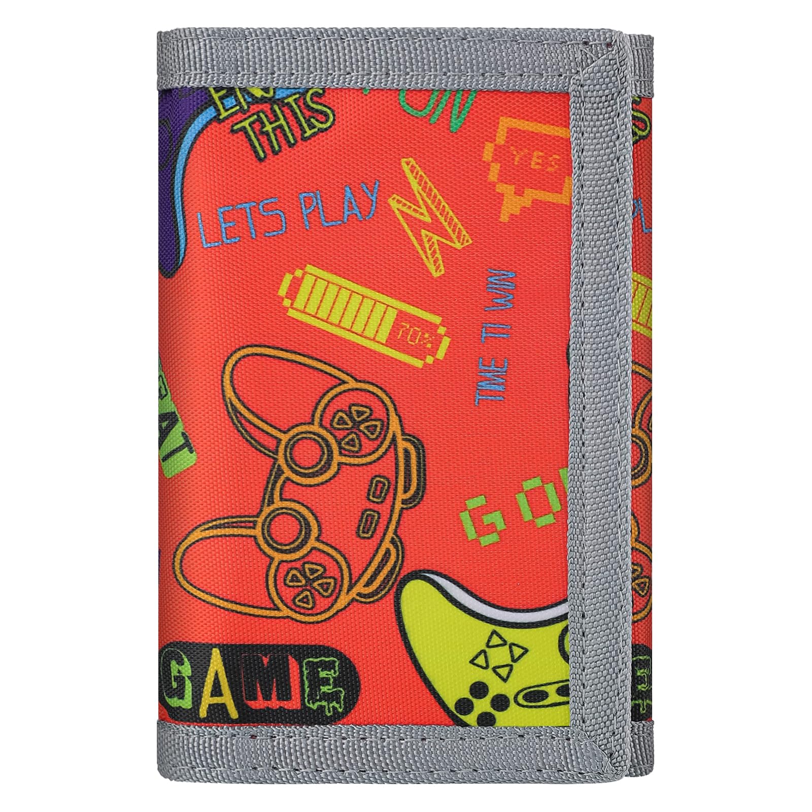 Leehoom Kids Wallet for Boys, RFID Trifold Canvas Outdoor Sports Wallet for Kids,Kids Festivals gifts,Birthday Gifts Wallet - Red Gamepad