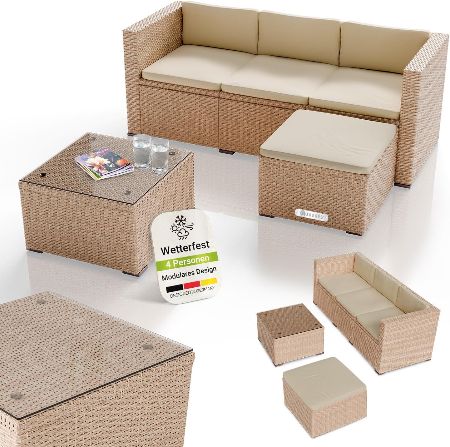 Polyrattan Personen Sitzgruppe Gartenmöbel wetterfest