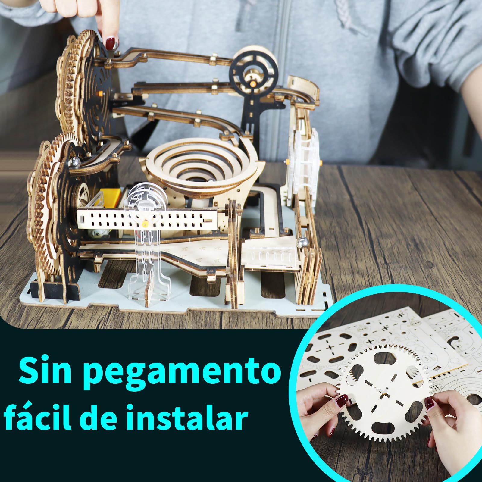 MUSIC PARK Manualidades y Maquetas para Construir Adultos Pista de canicas Puzzle 3D Madera Rompecabezas Adultos con Dos Rutas Creativas Regalo Ideal para Hombres y Adolescentes