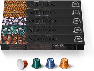 Nespresso Original Line Morning Lungo Variety Pack - 50 Capsules, Mild to Dark Roast Coffee Pods for 3.7oz Brews