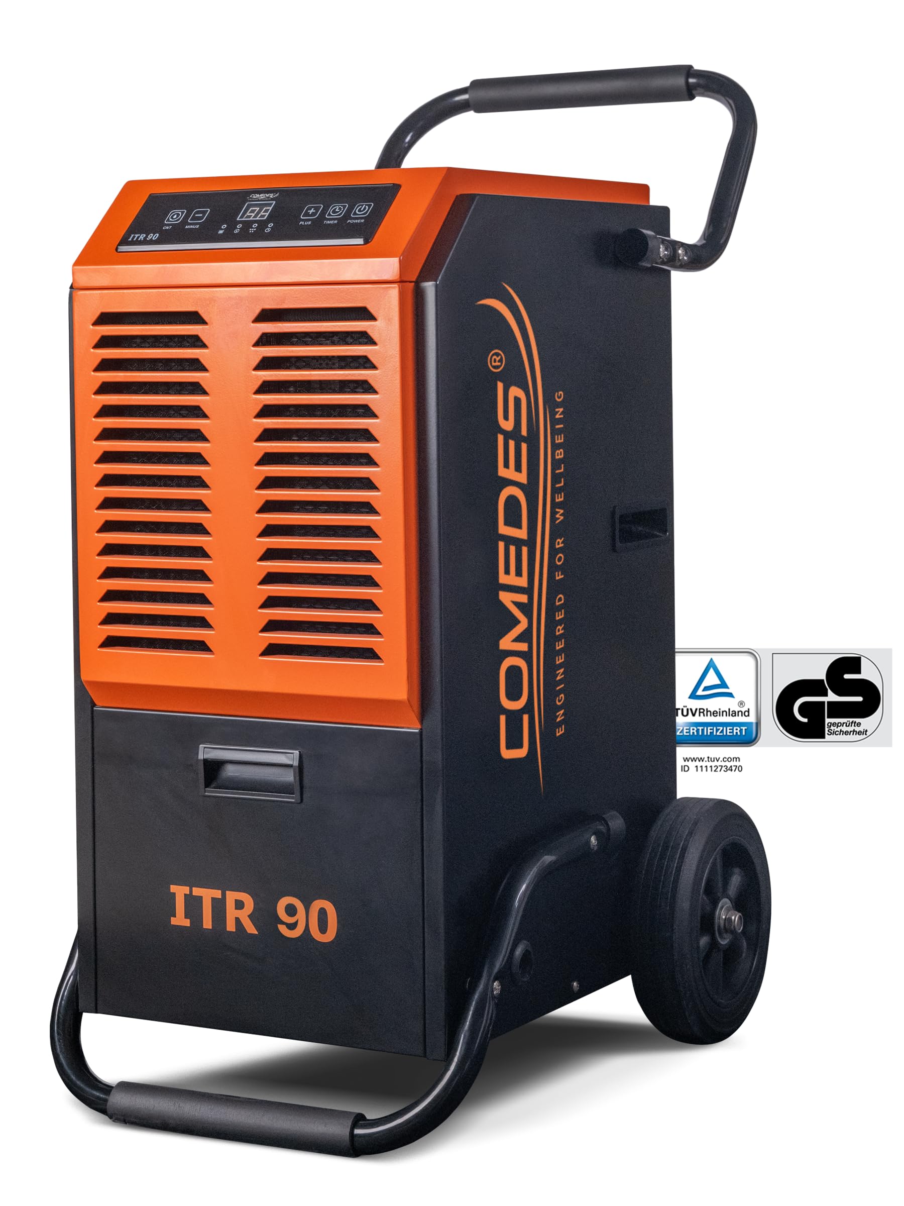 Comedes Bautrockner Luftentfeuchter ITR 90 (max.90Liter / 24h) inkl. Drainagepumpe, geeignet für Räume und Keller bis 150m² / 345m³