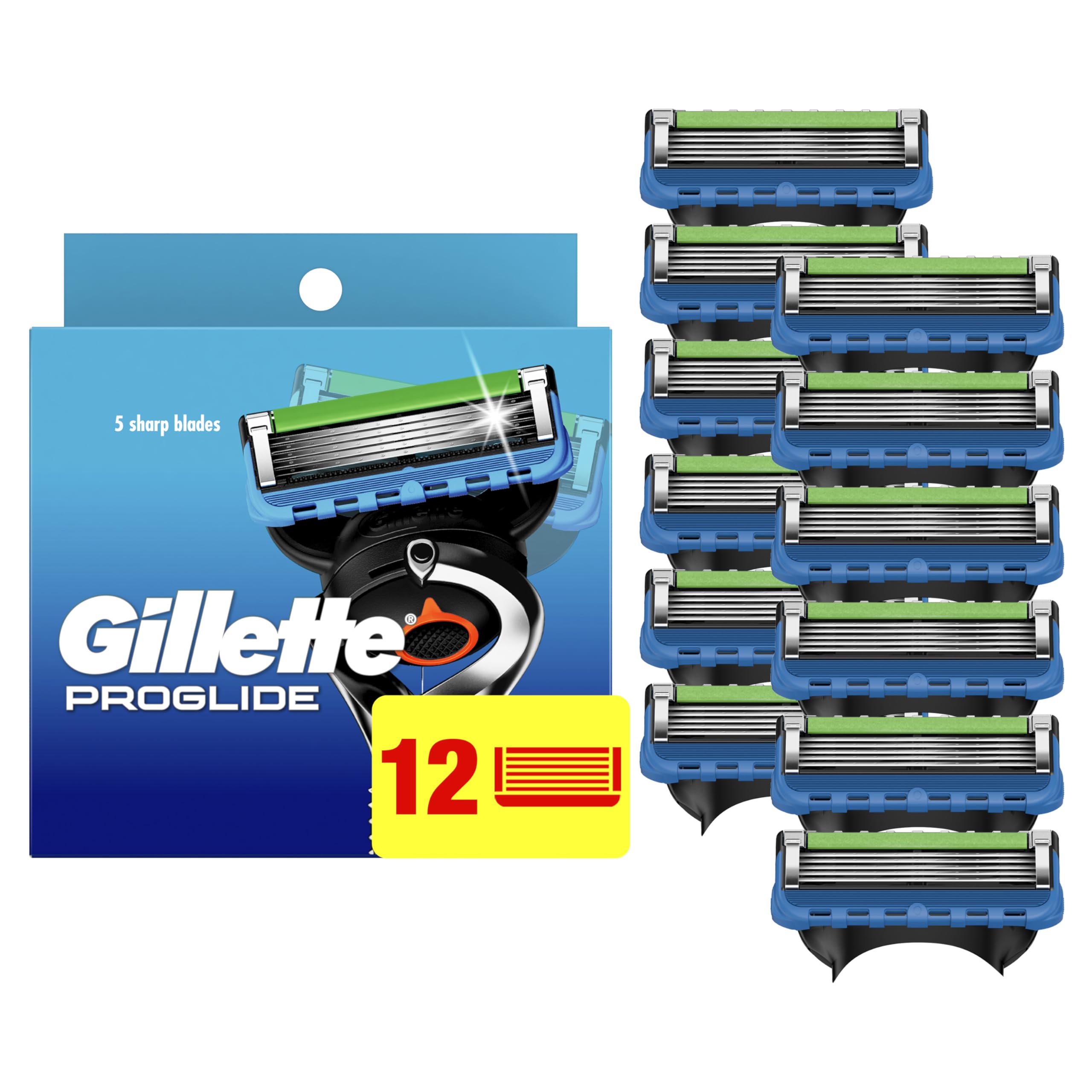 Gillette Fusion ProGlide Manual Men's Razor Blade Refills, 12 Count, Mens Razors/Blades