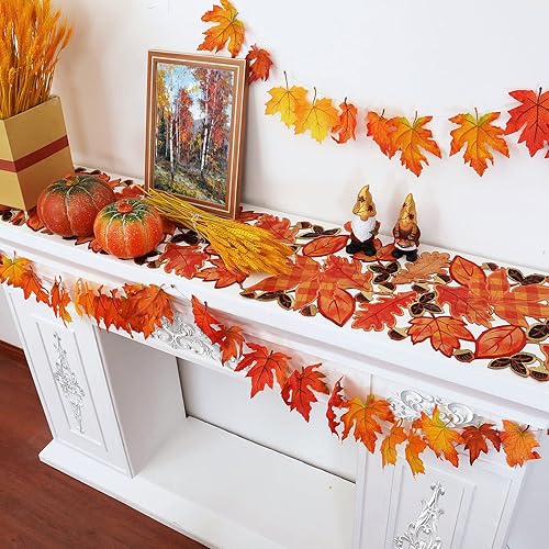 Miniatura 9 de Simhomsen Manteles individuales bordados de hojas de arce a cuadros para Acción de Gracias, decoración de cosecha de otoño (13 x 19 pulgadas, juego