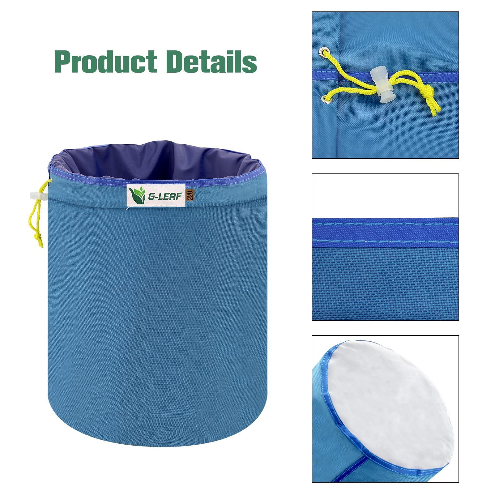 G-LEAF Bubble Bag 600D 20L 5 Gallon 8 Beutel Luftblasenbeutel Extraction Essenz Pflanzsäcke 25 Mikron Presssieb und Aufbewahrungsbeutel Kit für Kräuterextraktion und Produktion
