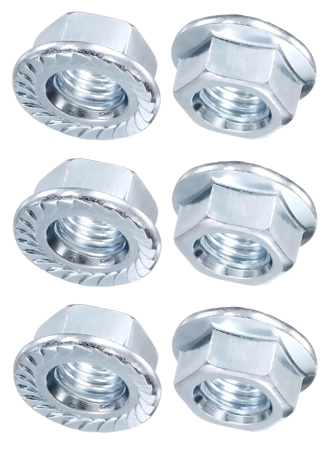 Serrated Flange Hex Lock Nuts 5/8"-11, Carbon Steel, Zinc Plated (6 Count)