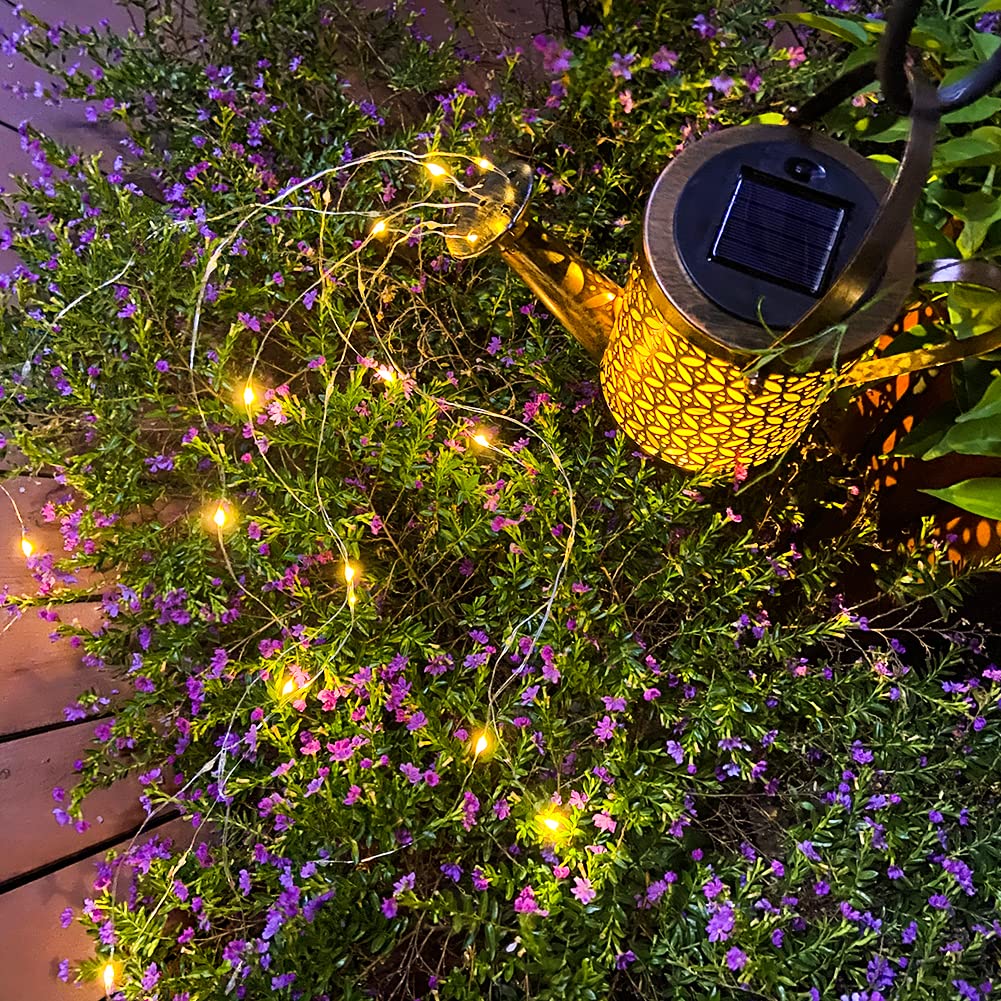 Solar-Gießkannen-Lichter Für Den Garten – 2 Stück, Wasserdicht, Mit LED-Lichterkette & Automatik-Schaltung (hohle Gießkanne-Design)