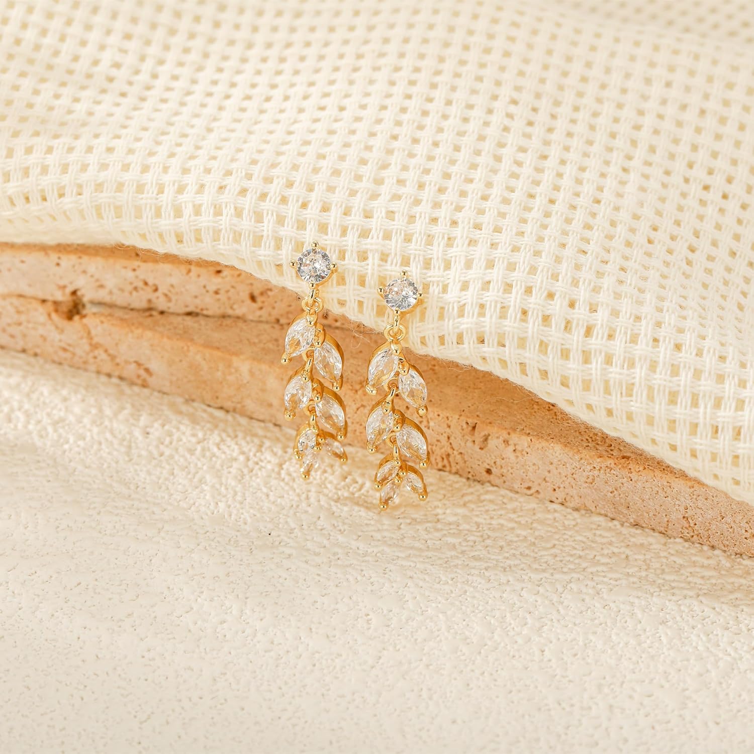 14K Gold Plated Dangle Earrings for Women Dainty Silver Drop Earring Trendy Small Long Dangling Wedding Bridesmaid Hoop Diamond Crystal Cute Earring Jewelry Valentine Gifts - Image 6