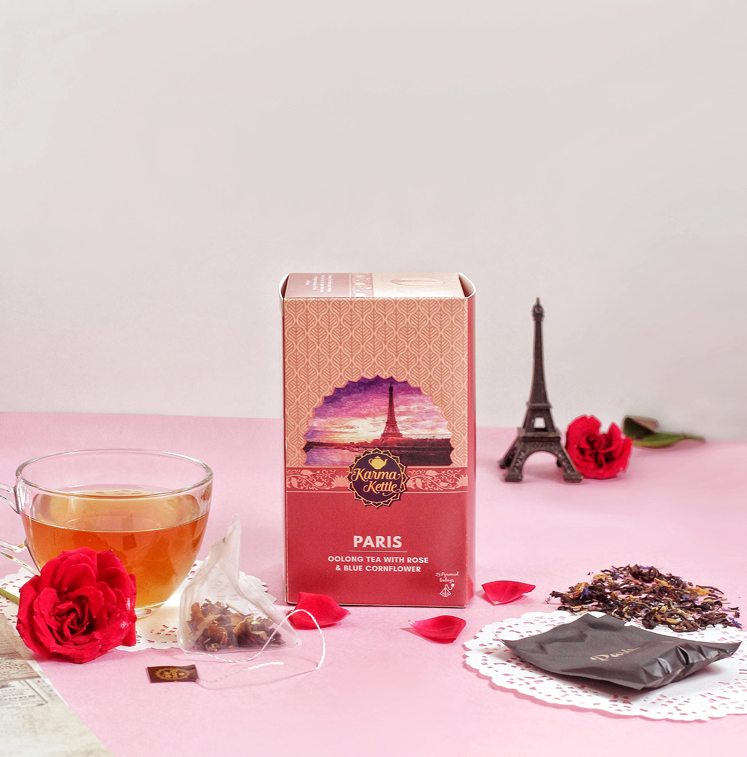 Karma Kettle Paris Rose oolong tea 25 Pyramid Teabags - Image 3 thumbnail