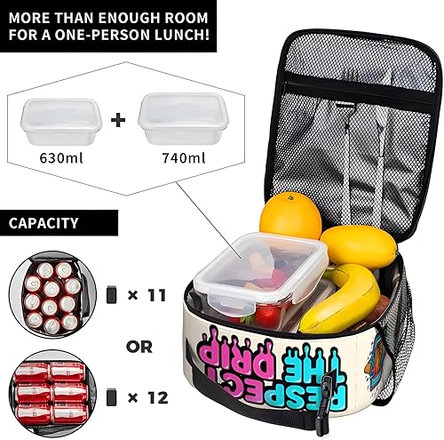 Miniatura 4 de Lonchera térmica para niños y niñas, lonchera con gráficos de goteo de helado de baloncesto, linda lonchera escolar, hielera portátil para la vuelta