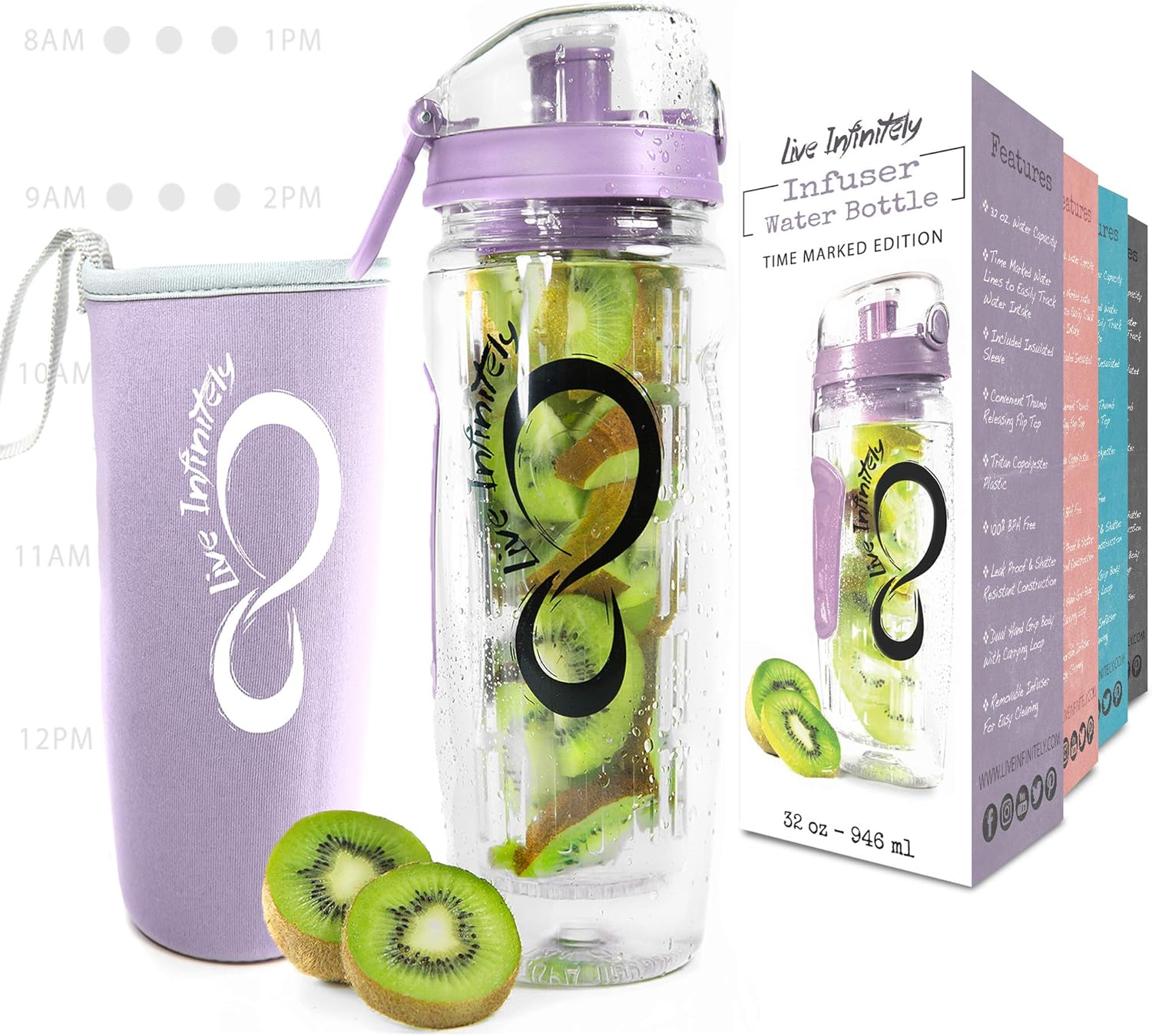 Live Infinitely 32 oz. Fruit Infuser Water Bottles With