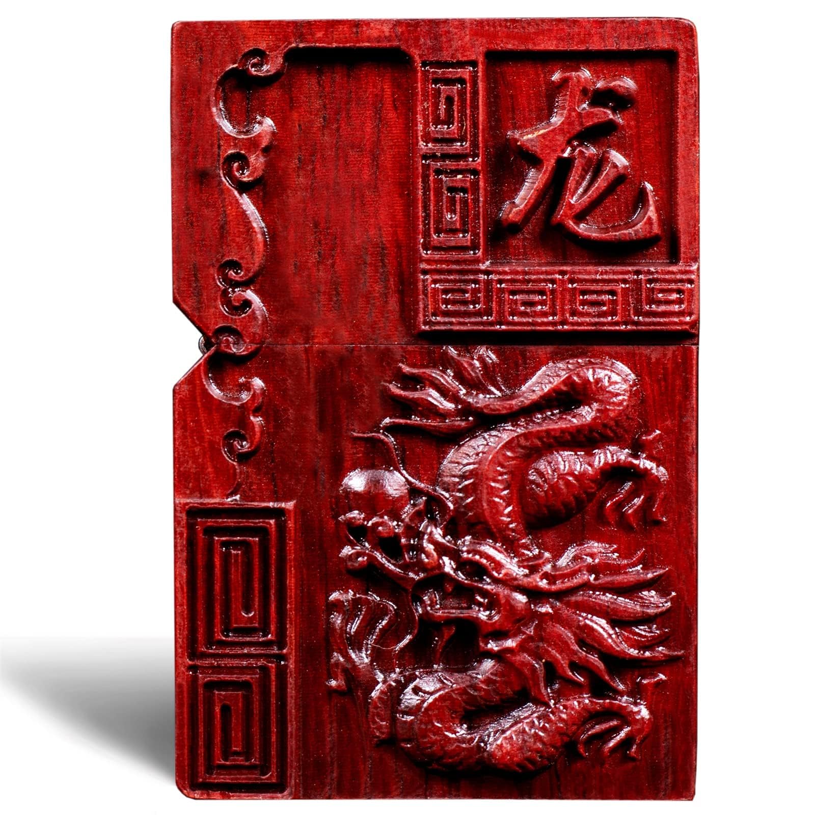 Zodiac Dragon Meidai Natural Red Sandalwood Rosewood Carving Lighter，Replaceable For Zippo (Only Case), Compatible Insert Size 3.6Cm * 1.2Cm * 5Cm，Lighter Housing (Zodiac Dragon)
