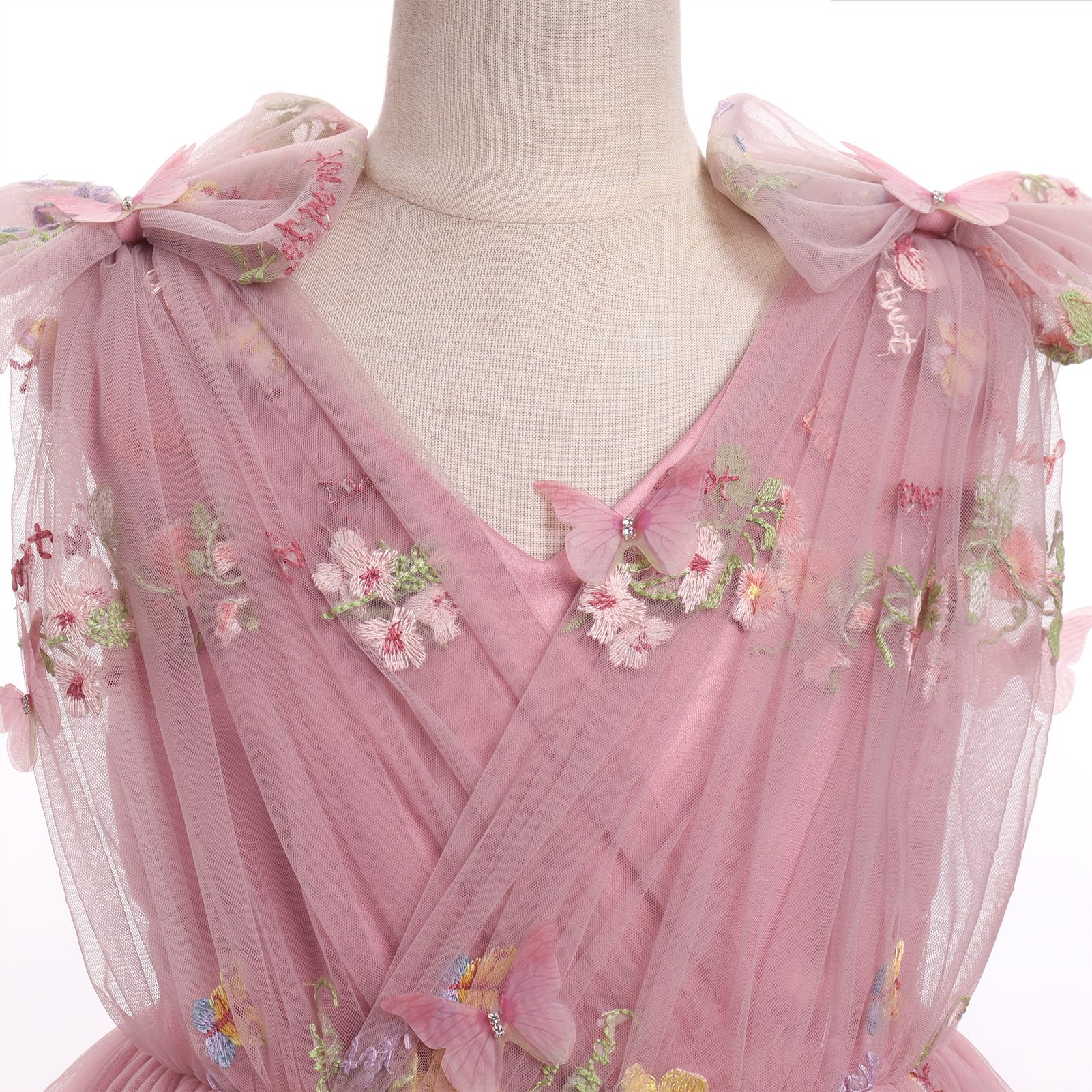 IMEKIS Vestido de mariposa para niñas pequeñas, lentejuelas brillantes, tul, boda, formal, cumpleaños, 2-10T