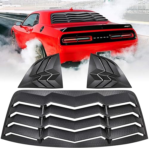 E-cowlboy Rejillas de ventana trasera y lateral para Dodge Challenger 2008-2020 2021 2022 2023, cubierta de ventilación estilo GT Lambo, ajuste
