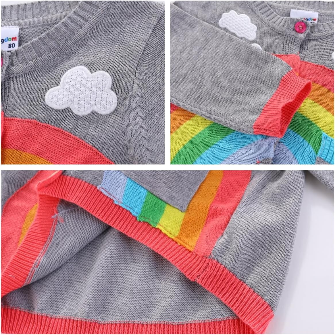 Mud Kingdom Toddler Sweaters Knitted Cardigan for Boys Girls 1-7 Years Rainbow - Image 6