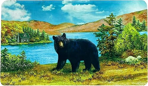 Tapete de baño rústico de oso antideslizante, suave y absorbente, de microfibra, con respaldo de goma, para debajo del baño, tapete para ducha,