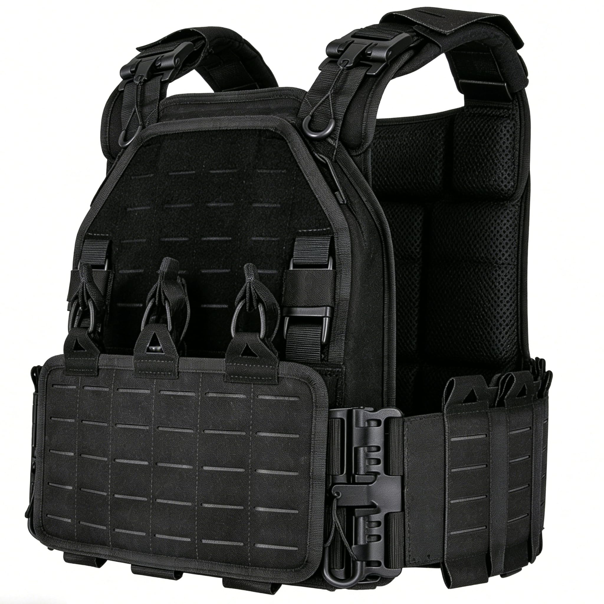 Photo 1 of YAKEDA Tactical Outdoor Vest for Men /1000D Nylon Quick Release Laser-Cutting Modular Lightweight Vest (Black2.0)