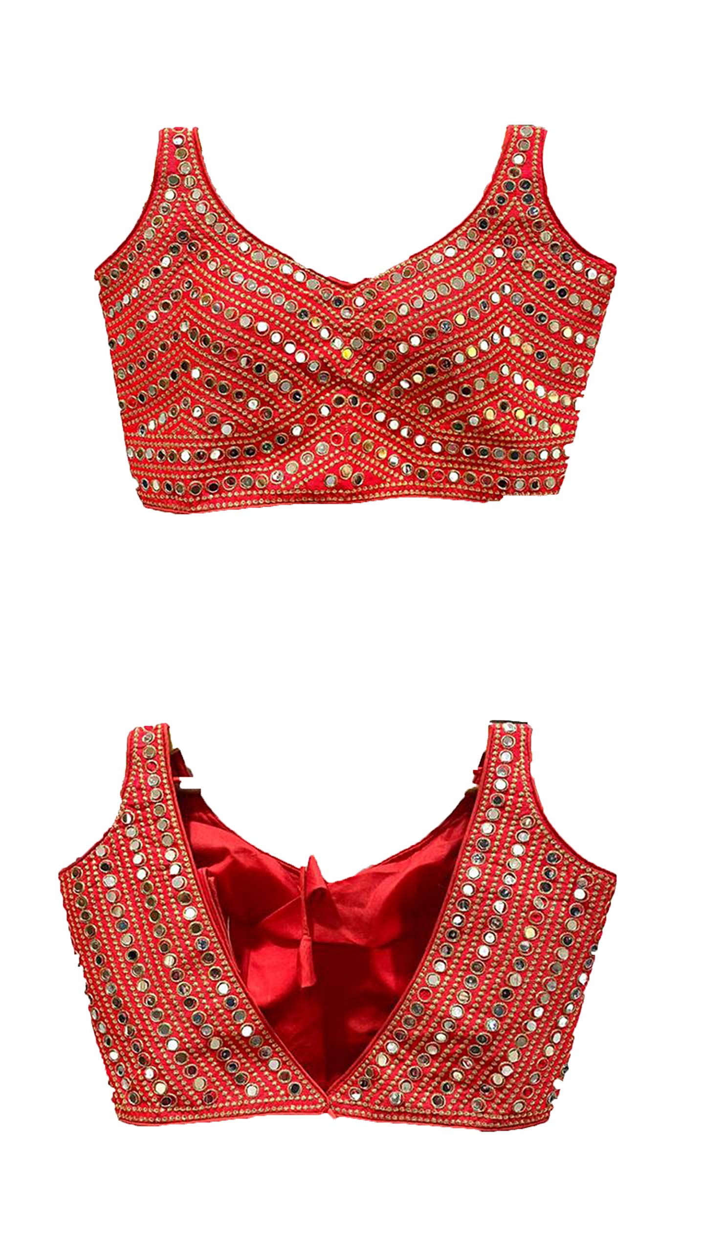 Vihu FashionWomen's Multicolor Phantom Silk Sequin Sleeves Saree Blouse (Half Sleeves Included)