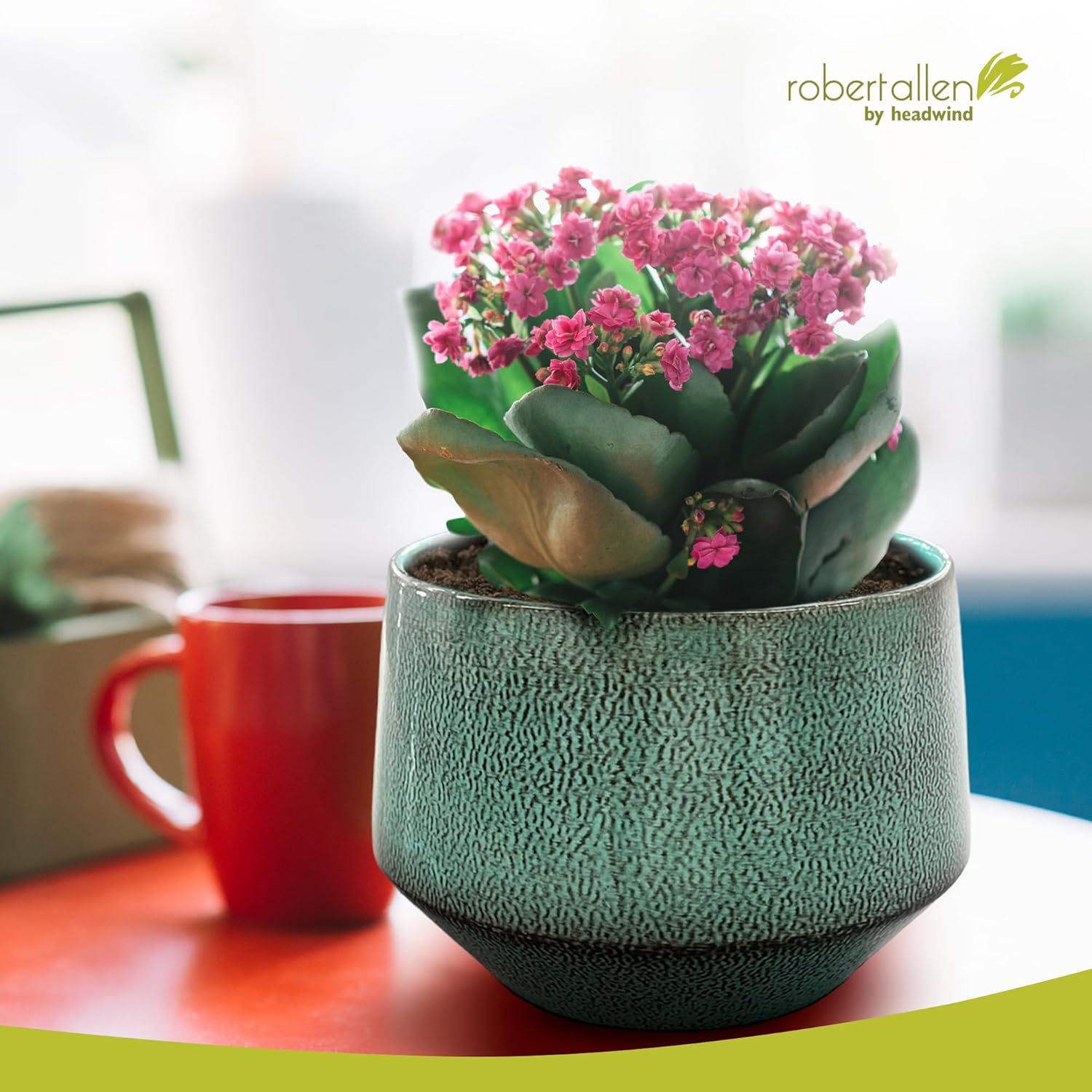Headwind Ironstone Glazed Cottage Tapered Chalet – 5 Inch Planter, Surf Green – Decorative Indoor Plant Pots, Succulent Pot, Flower Pots and for Plants Outdoor