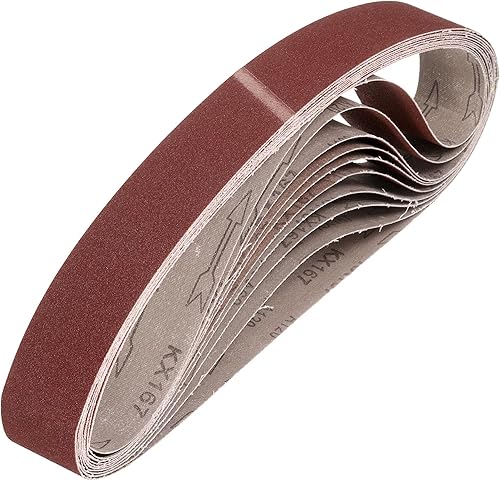 Miniatura 75 de HARFINGTON 3 correas de lijado de 18 pulgadas, 12 unidades de 60 granos de óxido de aluminio abrasivo de lijadora para carpintería, pulido de metal,