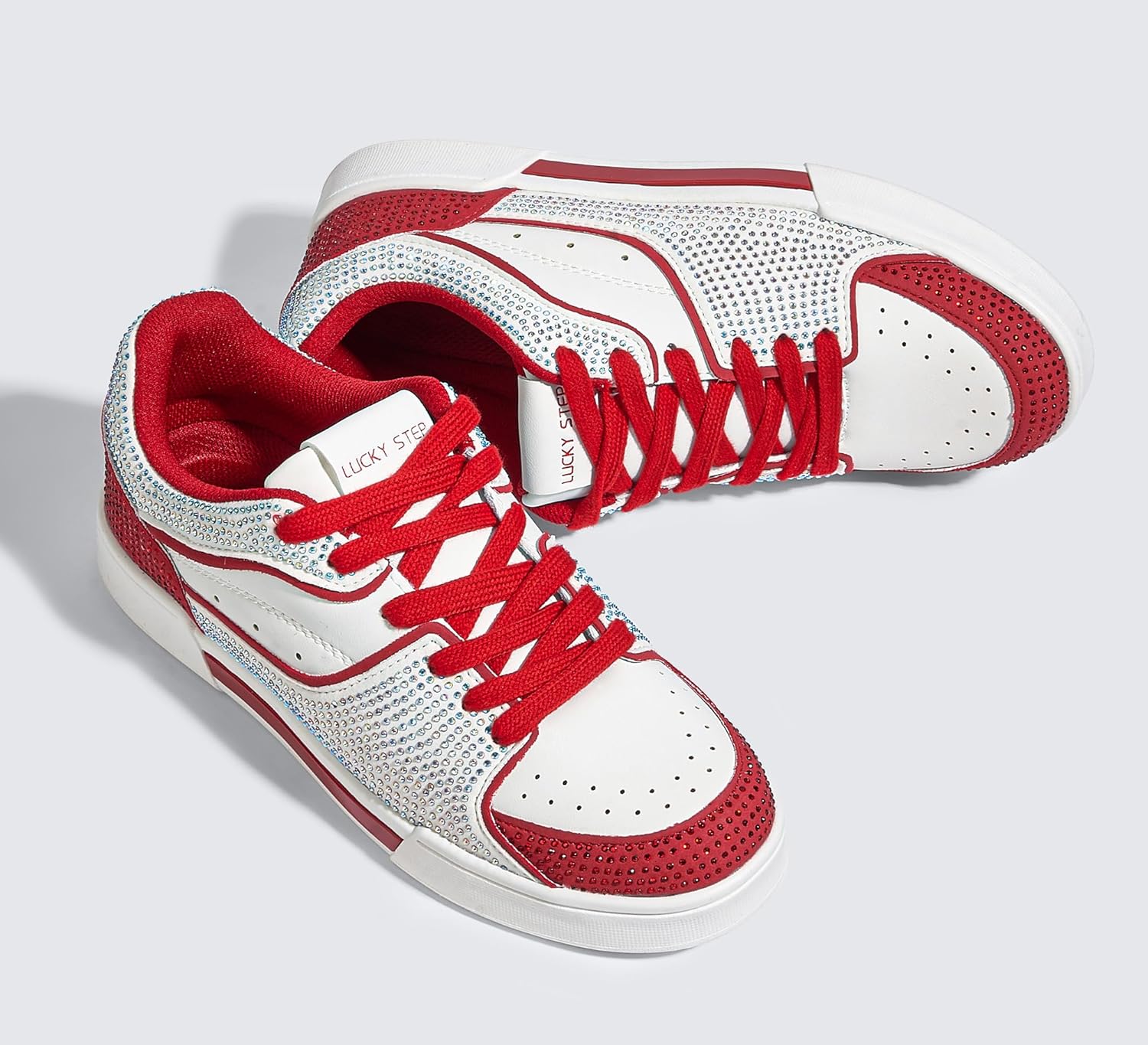 LUCKY STEP Women's Rhinestone Sneakers Sparkly Bling Glitter Wedding Tennis Shoes Fashion Casual Walking Comfortable Shiny Footwear - Image 5