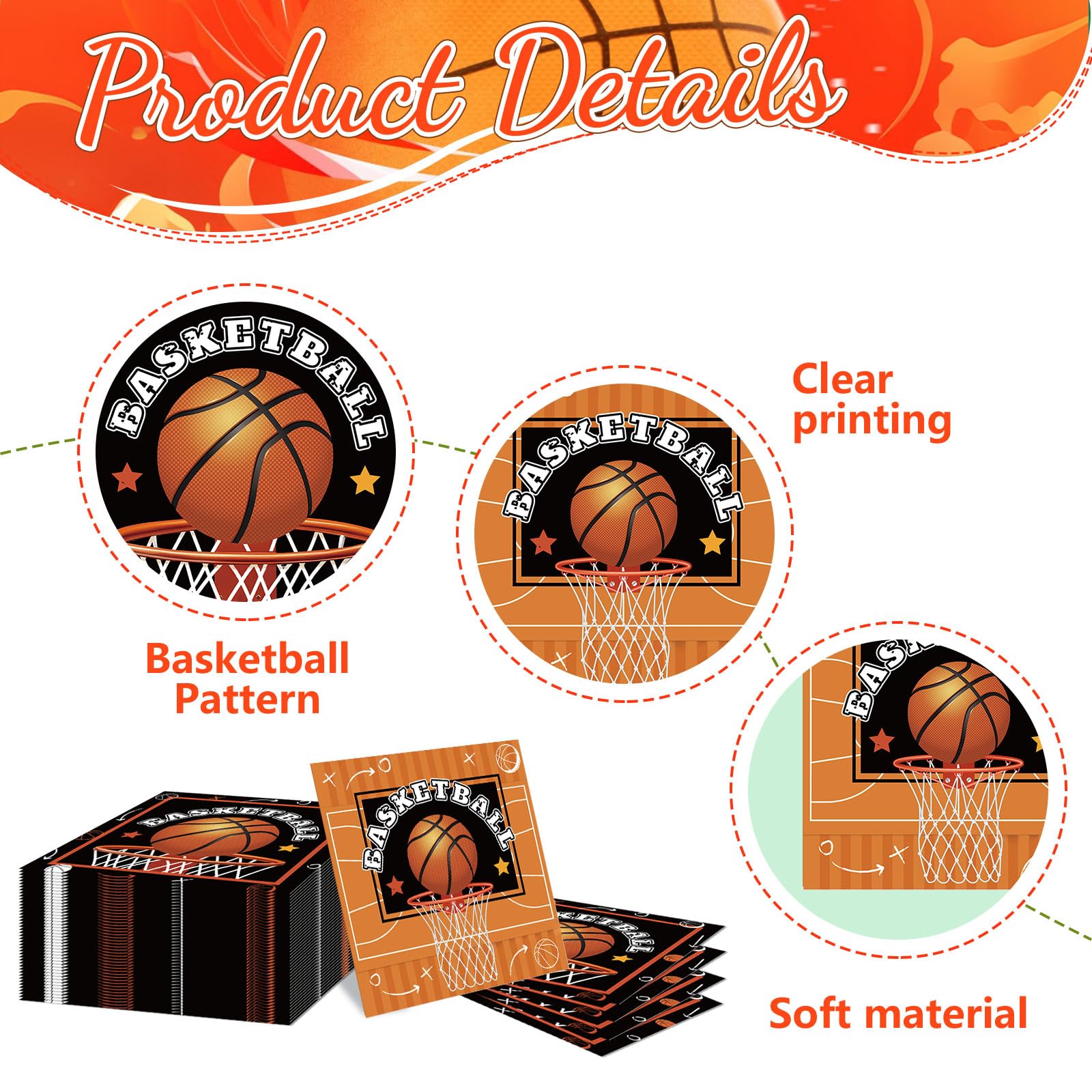 Basketball Geburtstagsdeko Set – 100 Stück Mit Tellern & Servietten Für Sport-Partys
