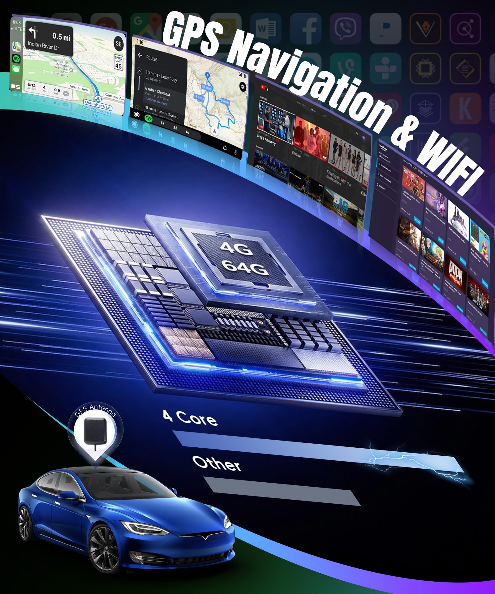 4G+64G Wireless Carplay Android Autoradio für Mercedes Benz ML GL W164 ML350 ML500 GL320 X164 ML280 GL350 GL450 9 Zoll Autoradio mit Android Auto Navi GPS WIFI Bluetooth FM/RDS 32EQ/USB Rückfahrkamera