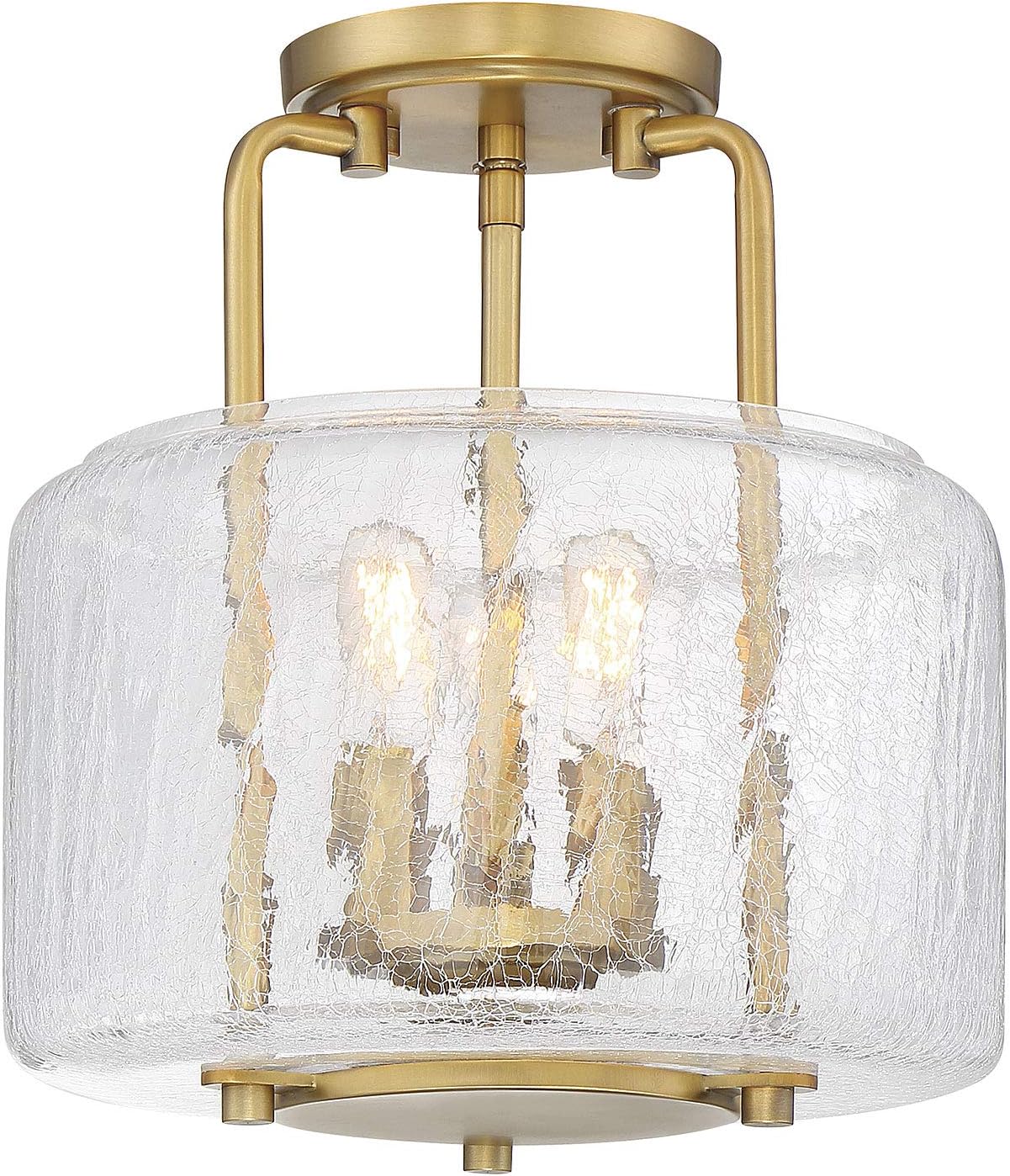 Savoy House 6-7790-3-89 Avalon Traditional Farmhouse Crackled Glass Semi-Flush, 3-Light 180 Total Watts, 12" H x 11" W, Black