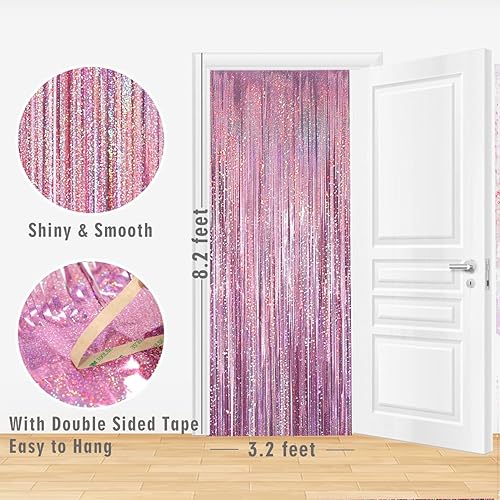 Miniatura 217 de GOER - Cortinas de tiras metálicas/oropel para fiestas, telón de fondo para fotos, cumpleaños, graduaciones, decoraciones y Año Nuevo, de 6.4 x 9.8