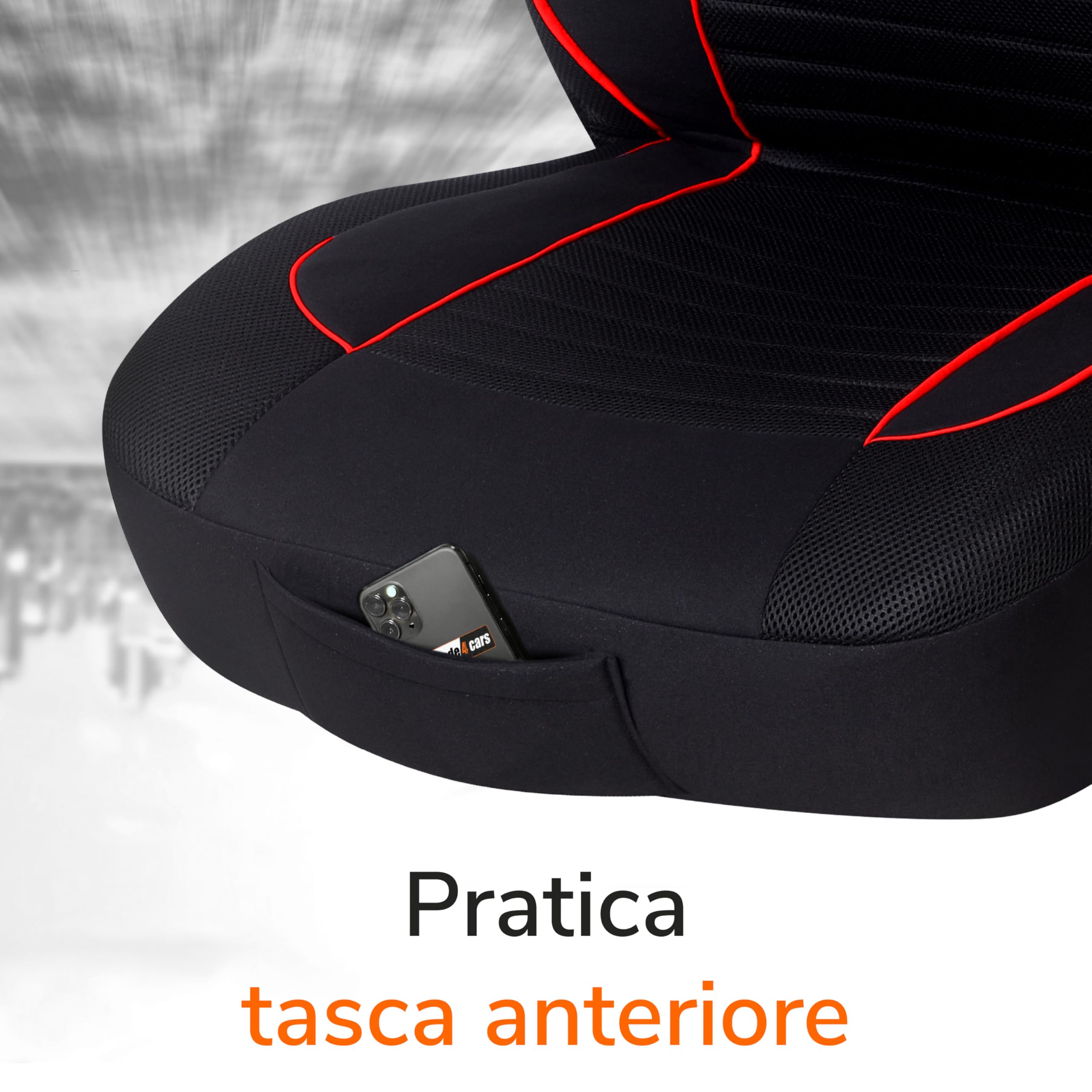 Upgrade4cars Set Coprisedili Universale Versione 2026 | Coperture per Anteriore e Sedile Posteriore in Rosso | Accessori Interno Auto Decorazione