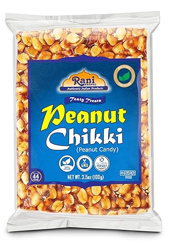 Miniatura 9 de Rani Peanut Chikki (caramelo frágil) 3.5 onzas (3.53 oz) x paquete de 4  Todo natural  Vegano  Sin colores  Apto para gluten  Origen indio