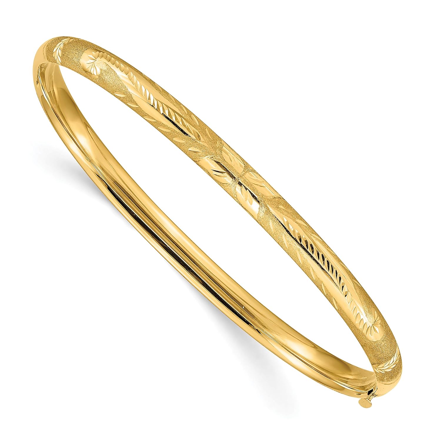 IceCarats 14K Solid Yellow Gold 4 75mm Oversize Florentine Hinged Bangle Bracelet