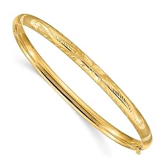 IceCarats 14K Solid Yellow Gold 4 75mm Oversize Florentine Hinged Bangle Bracelet
