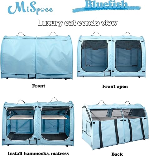 Miniatura 5 de Mispace - Jaula portátil para gatos con doble compartimento, fácil de plegar y transportar, cómoda jaula de viaje para cachorros y perros con bolsa