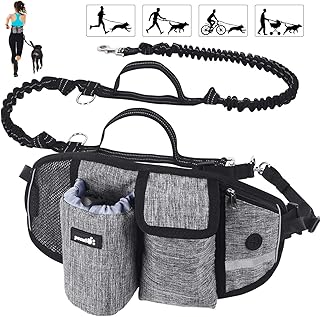 Pecute Laisse Chien Laisse Mains Libres Chien Jusqu'à 110kg Absorption de Choc, Confortable, Couture Réfléchissante, Idéal pour Course à Pied, Jogging et Marche