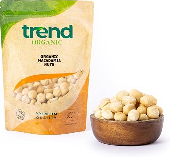 Trend Organic Macadamia Nuts 500g - Wholesome Snacking for Adults and Kids, Baking, and Nutrient-Rich Recipes - High Fibre, High Protein - Certified Organic, Vegan, Non-GMO, No Preservatives, Raw