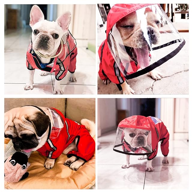 Foto 2 de 6 de PETCUTE Chubasquero para Perros con Capucha,Impermeable para Perros con Collar Agujero y Tiras Reflectoras…