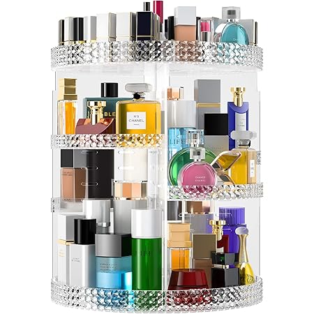 Amazon Com Famitree Rotating Makeup Organizer Acrylic Clear Perfume Organizer 7 Adjustable Layers Large Capacity Cosmetic Carousel Fits Different Cosmetics For Vanity And Bathroom Plus Size Clear Beauty