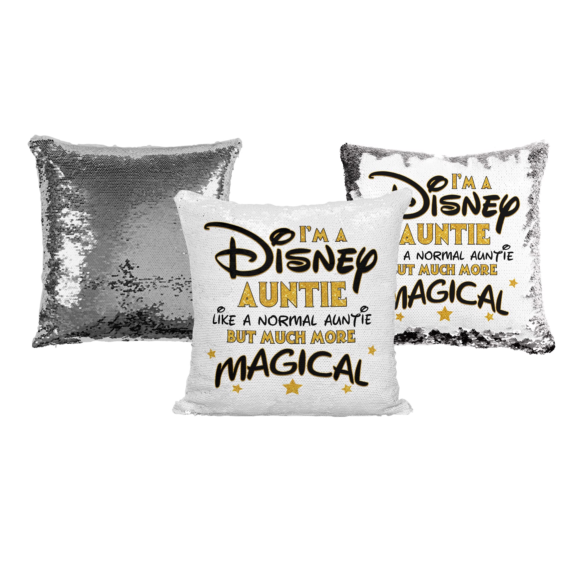 Media Replication Silver Print Maniacs Disney Mummy Sequin Pillow Christmas Birthday Magic Reveal Swipe (Auntie) (, With Insert/Stuffing)