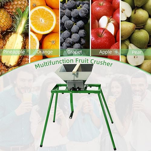 Miniatura 4 de Trituradora de frutas y manzanas con soporte, trituradora manual de 7 litros, trituradora portátil de frutas para prensado de vino y sidra (acero