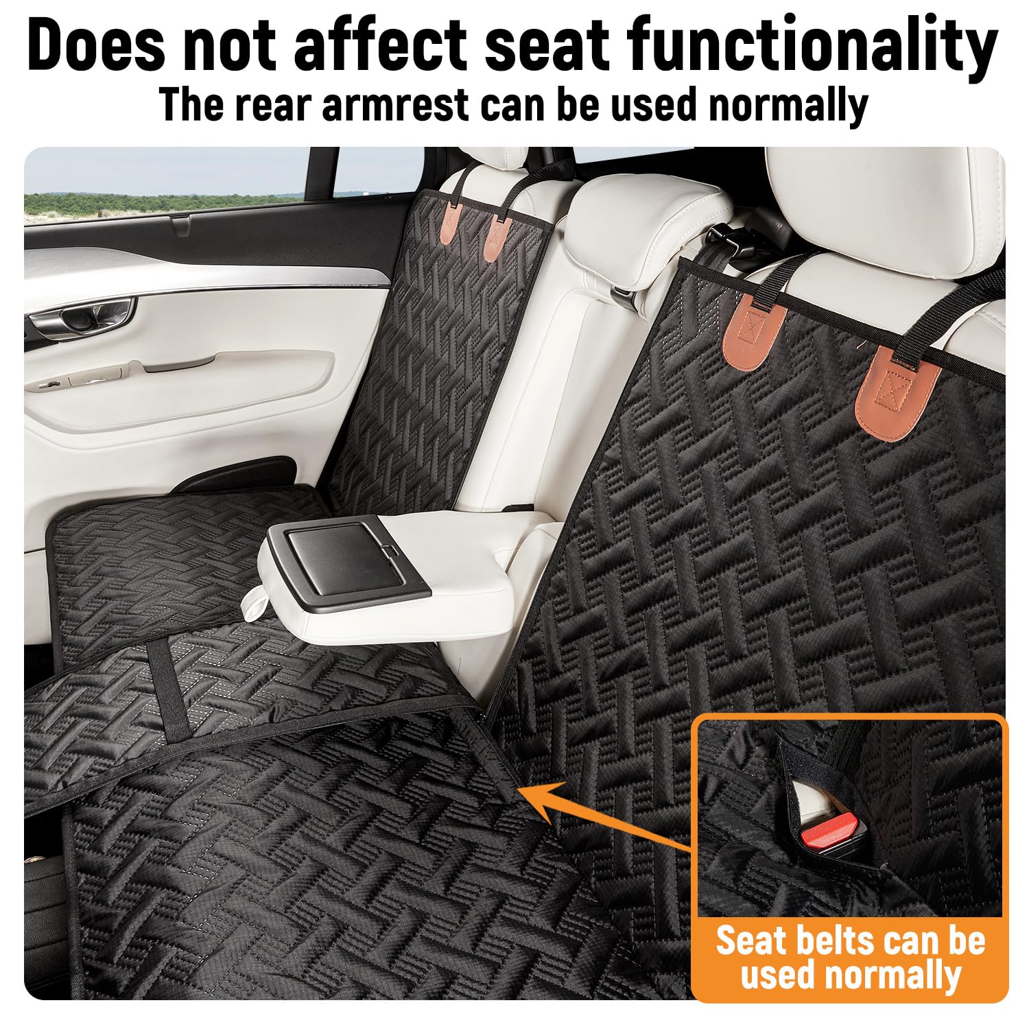 YJGF Dog Car Seat Cover for Back Seat,Back Seat Pet Cover for Dogs,Waterproof Scratchproof Rear Bench Seat Cover Protector (Black, L) - image 3