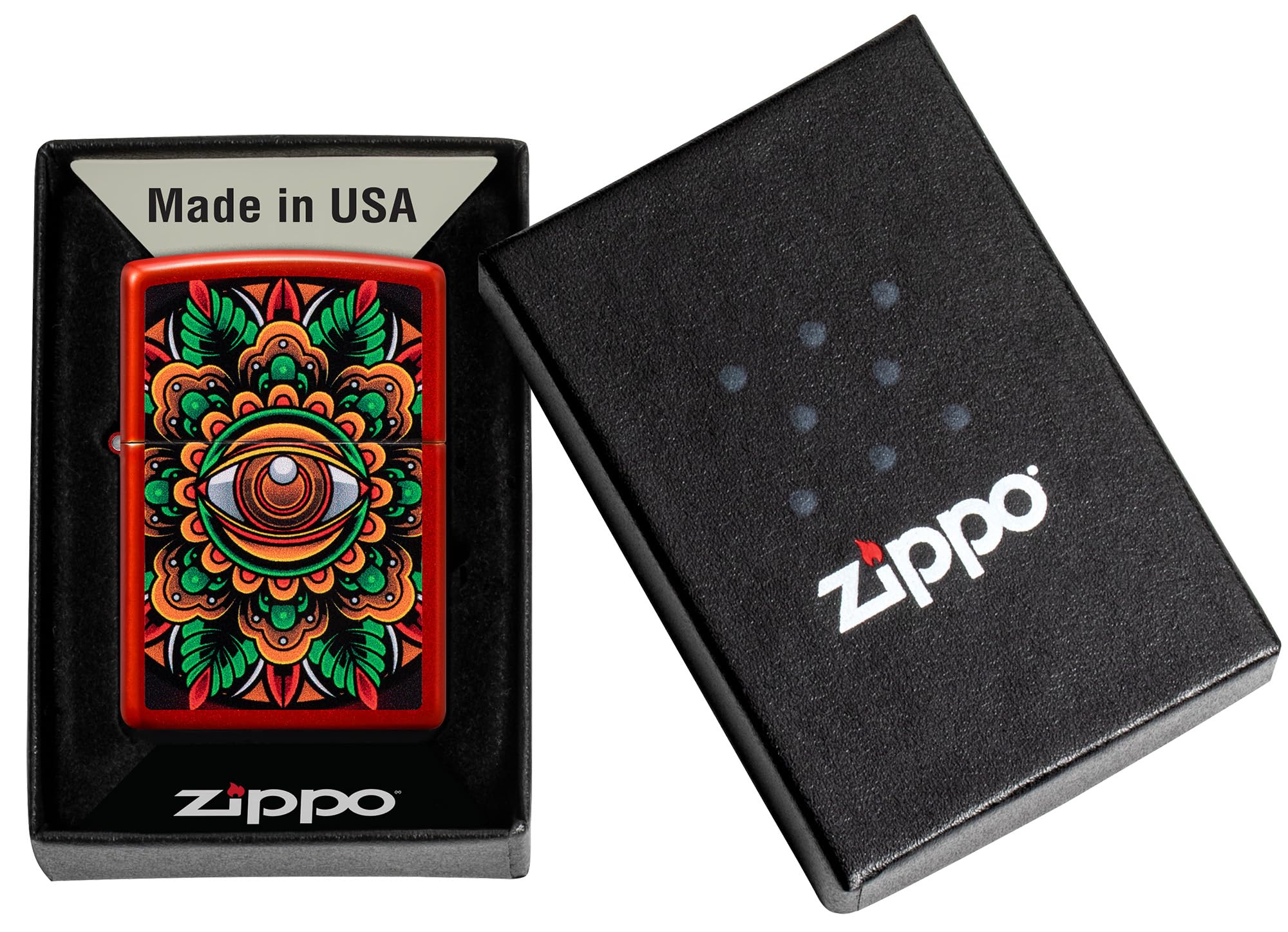 Zippo Sturmfeuerzeug – Red Logo, Nachfüllbar, Windfest – Mit Geschenkbox, Made In USA