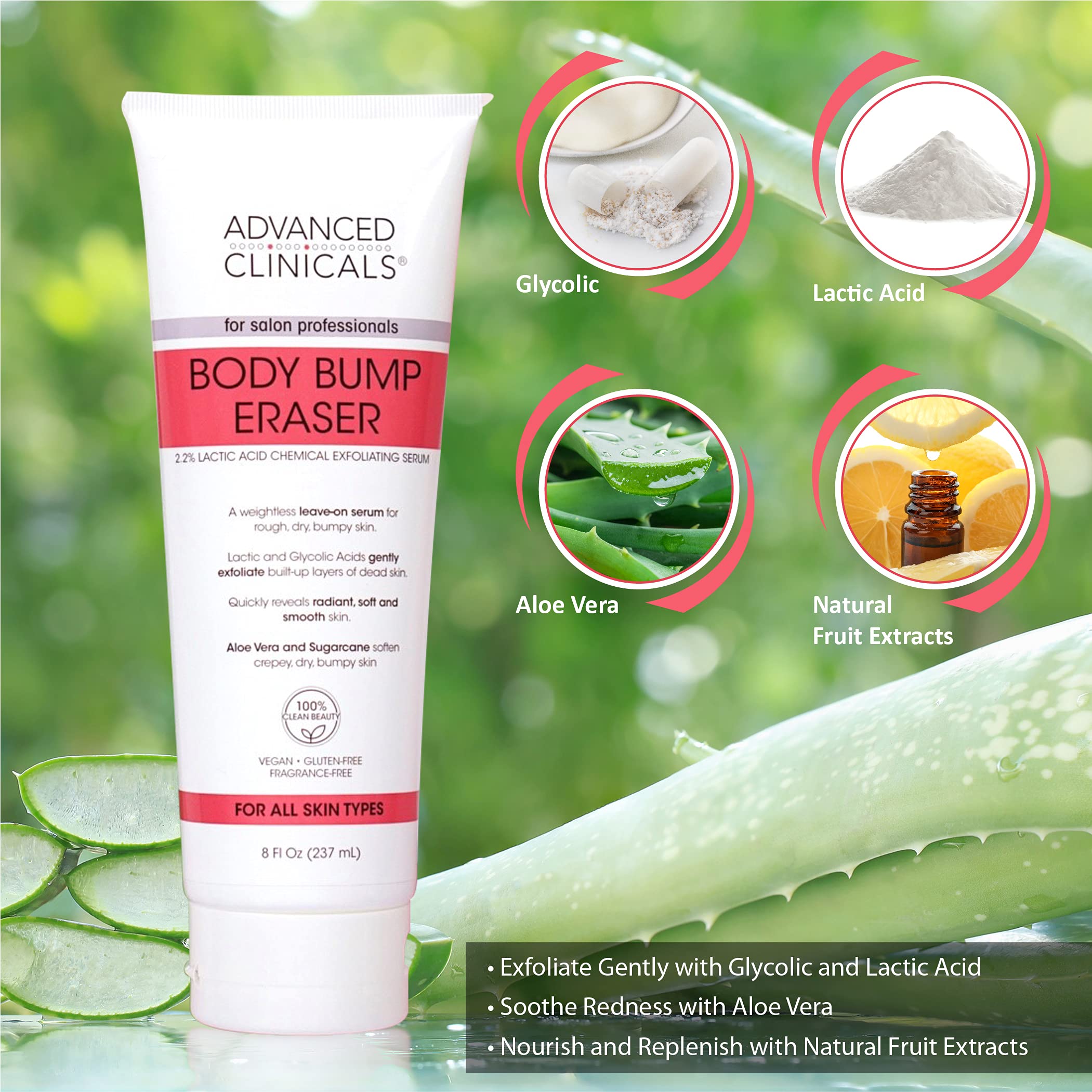 SkinClearing Body Scrub Exfoliator Lactic Acid Serum Smooths Rough
