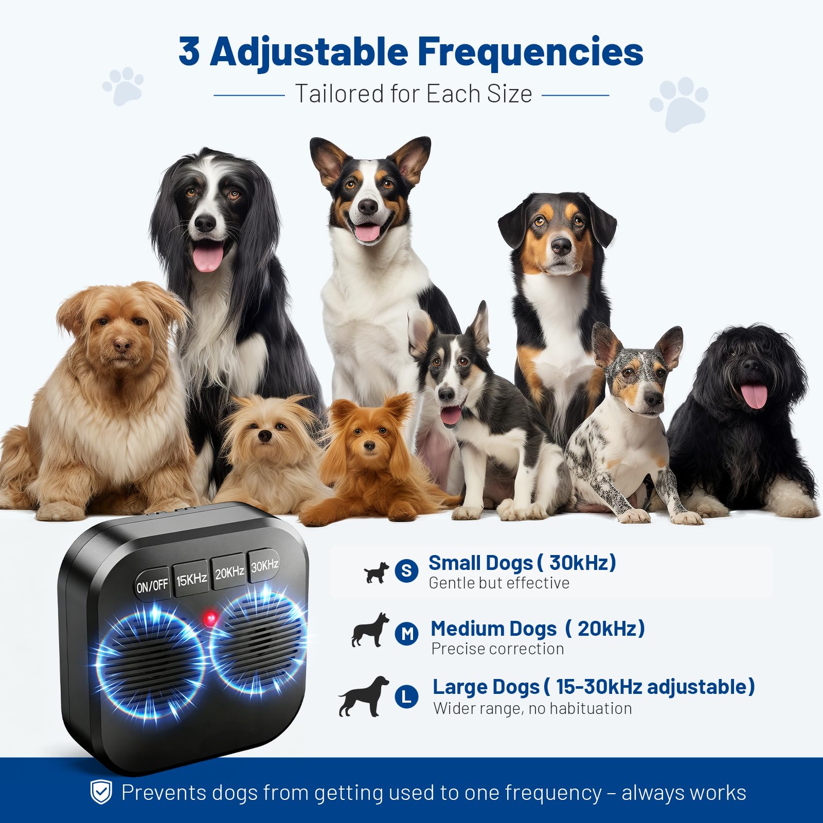 Anti Bell Gerät Hunde Antibell Ultraschall Gerät mit AI-Erkennung - Hundeabwehr Ultraschall 2 Sender - Hunde Bellen Stoppen Innen & Außen - 33 Fuß Reichweite und 3 Intensität - IPX6 Wiederaufladbar